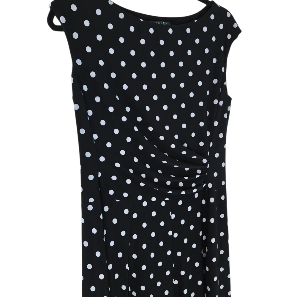 Lauren Ralph Lauren Black Midi Dress with White Dots Sz 12 - Picture 12 of 16